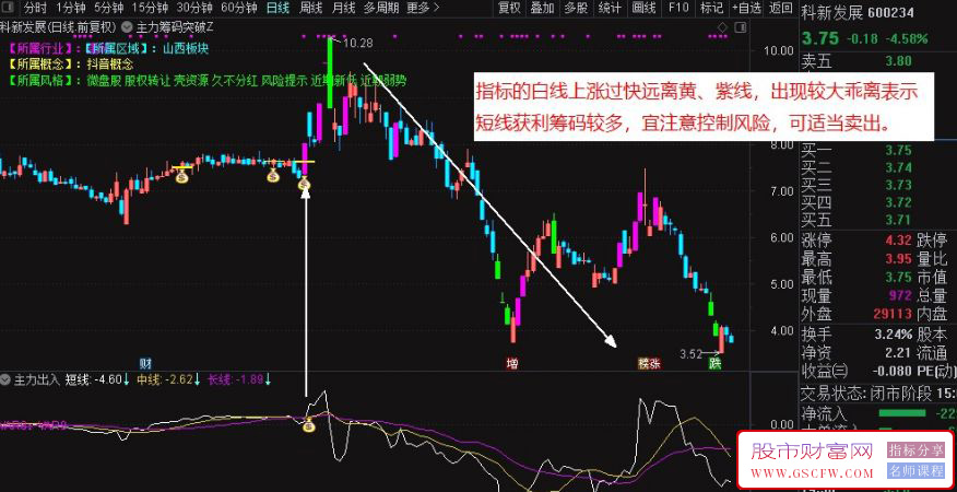 通达信主力出入副图指标,用三条线段标示出主力运作轨迹附图_展示图_02