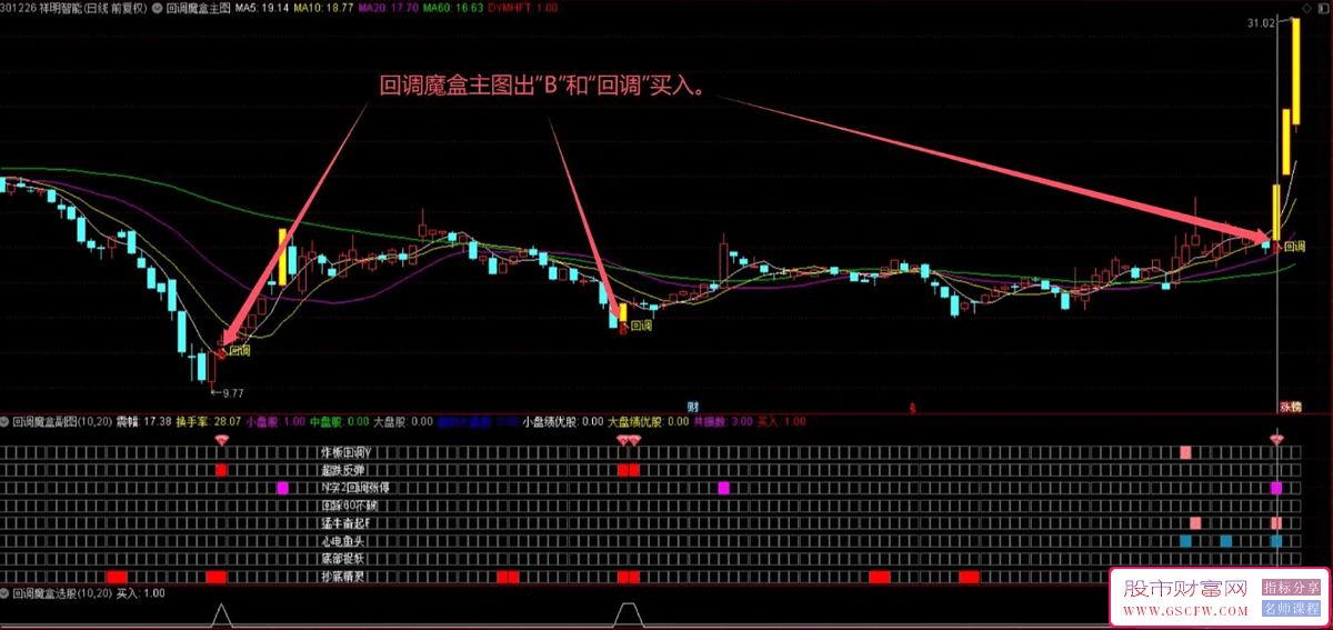 通达信【回调魔盒】八个指标公式组合,拉升阶段初期回调以后买入,指标源码_展示图_03