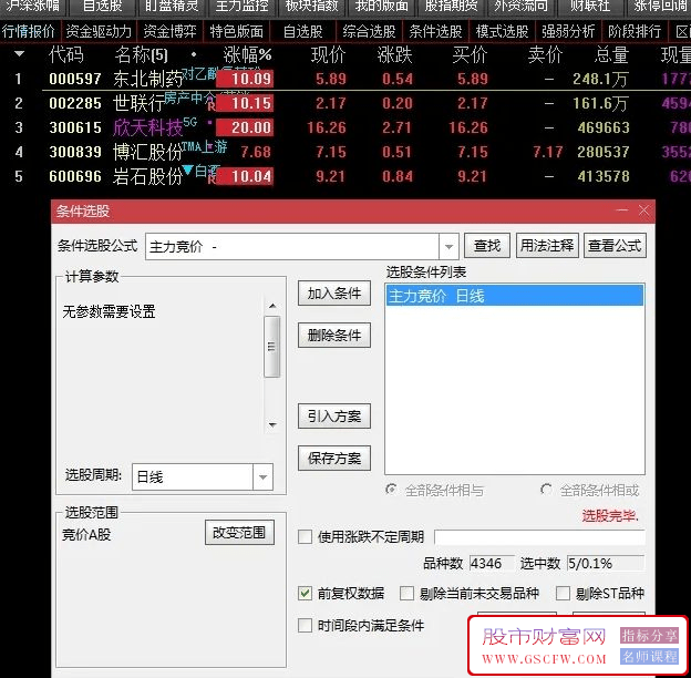 通达信金甲9.9系统之【主力资金竞价】金甲9.9全套无dll加密源码选股指标_展示图_01