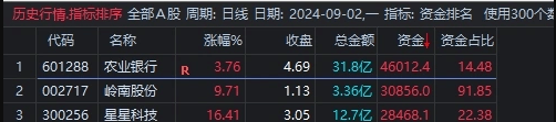 资金排名排序,本指标对于尾盘打分排名介入操作,副图源码_展示图_04