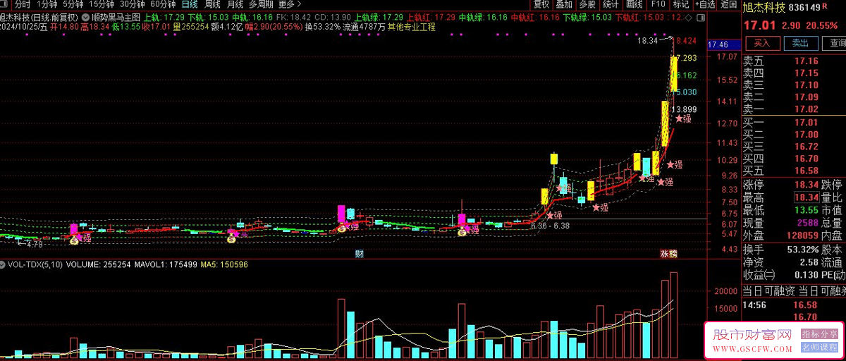 通达信顺势黑马趋势分析指标-,上轨下轨支撑压力追踪_展示图_04