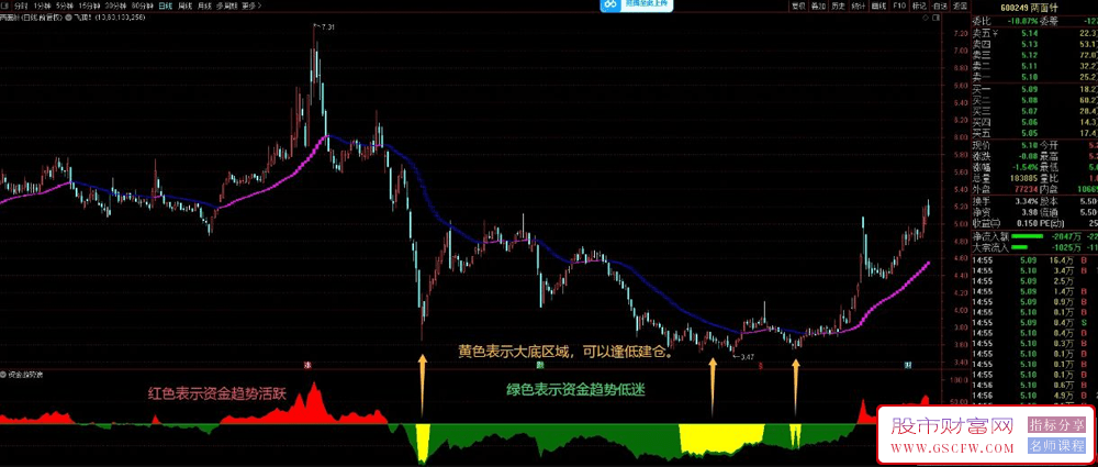 通达信资金趋势浪副图技术指标——中线抄底神器十战九胜！_展示图_01