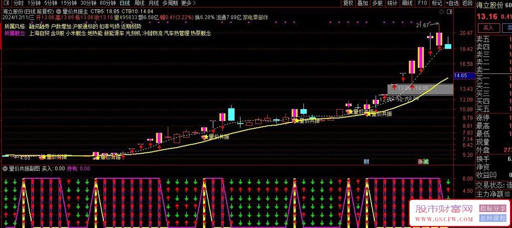 量价共振——股民最值得信任的指标之一,六指共振出现为确定性买点,主副图+选股_展示图_01