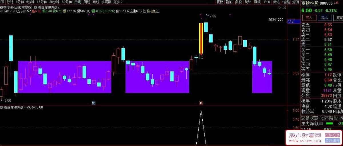 通达信【看透庄股洗盘策略】主副图+选股,跌停板战法,指标源码_展示图_06