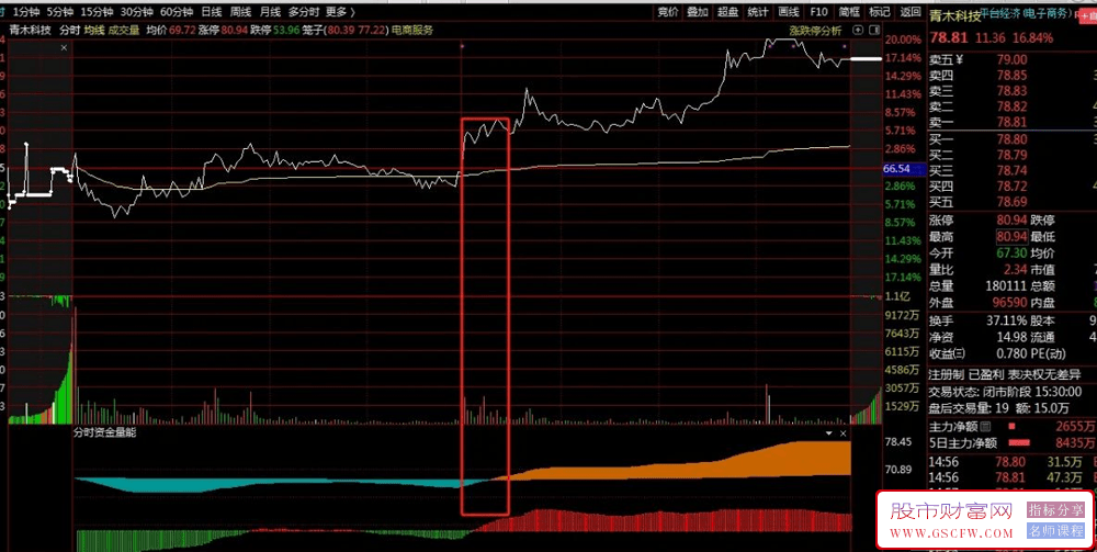 通达信【分时资金量能】分时副图指标,监控个股资金强弱上涨动力_展示图_03