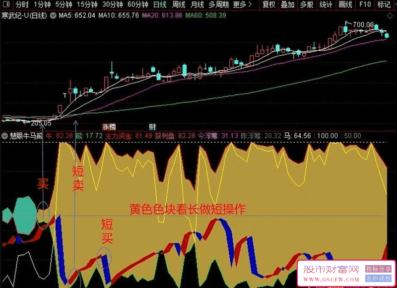 经典金钻【慧眼牛马熊】副图指标,可长可短操作,操作一目了然_展示图_01