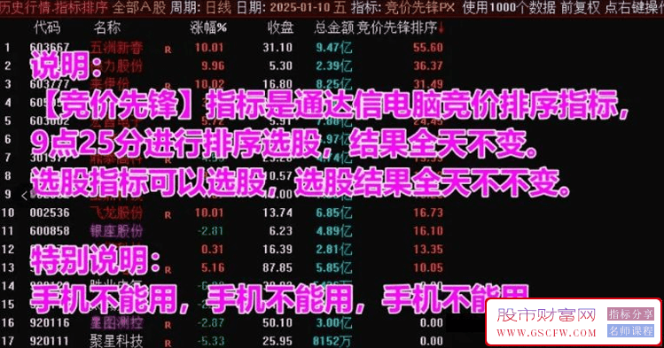 通达信【竞价先锋】集合竞价盘前抓涨停妖股,强势股,副图排序/选股_展示图_10
