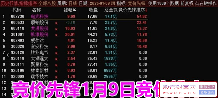 通达信【竞价先锋】集合竞价盘前抓涨停妖股,强势股,副图排序/选股_展示图_12