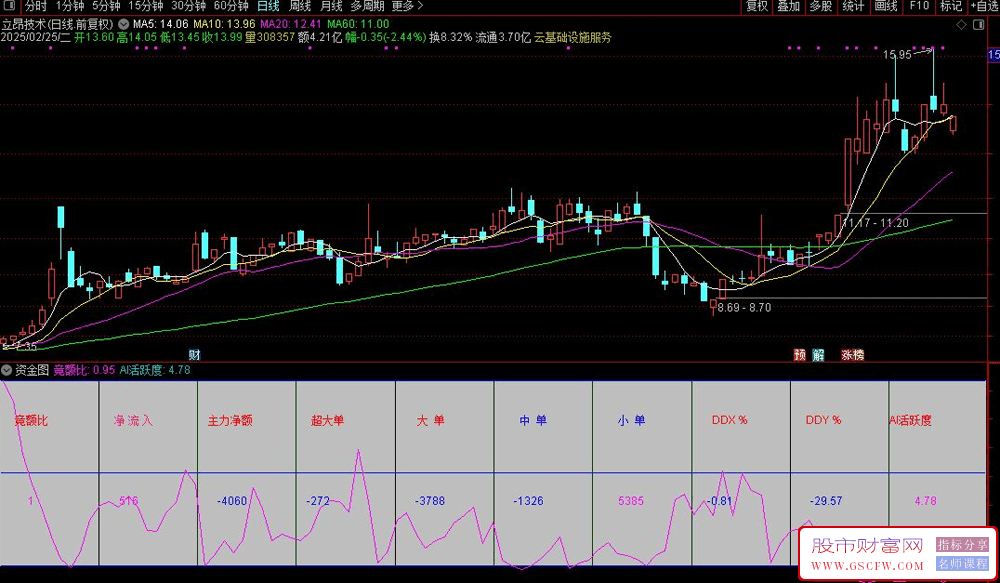 资金图——集多项当日实操资金一目了然的资金图指标,副图源码_展示图_03
