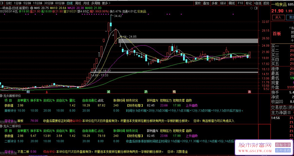 某培训机构【龙头首板评价】+【龙头二板评价】副图+选股指标,一板为定势,二板定龙头_展示图_01 ... ... ... ...