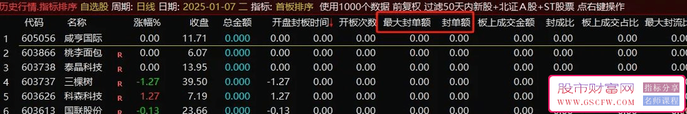 【首板排序】集合竞价首板排序指标,看首板各项数据,指标源码_展示图_02