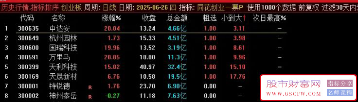 通达信【同花创业一票】竞价排序选股,超级火爆捕捉20cm的竞价指标_展示图_02 ...
