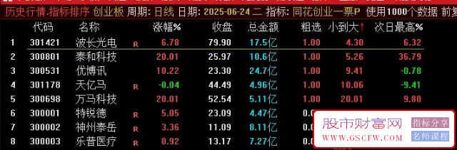 通达信【同花创业一票】竞价排序选股,超级火爆捕捉20cm的竞价指标_展示图_04 ...