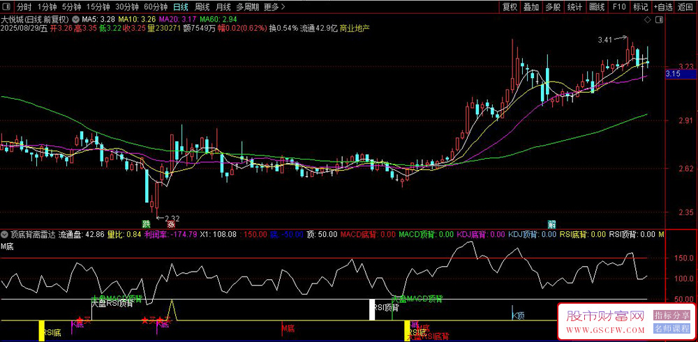 通达信〖顶底背离雷达〗副图指标,多个指标共振信号_展示图_03