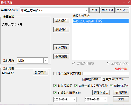 通达信【年线上方突破】主图/副图/选股指标，250日线突破以后一般会回踩或者横盘，大_展示图_06 ... ... ...