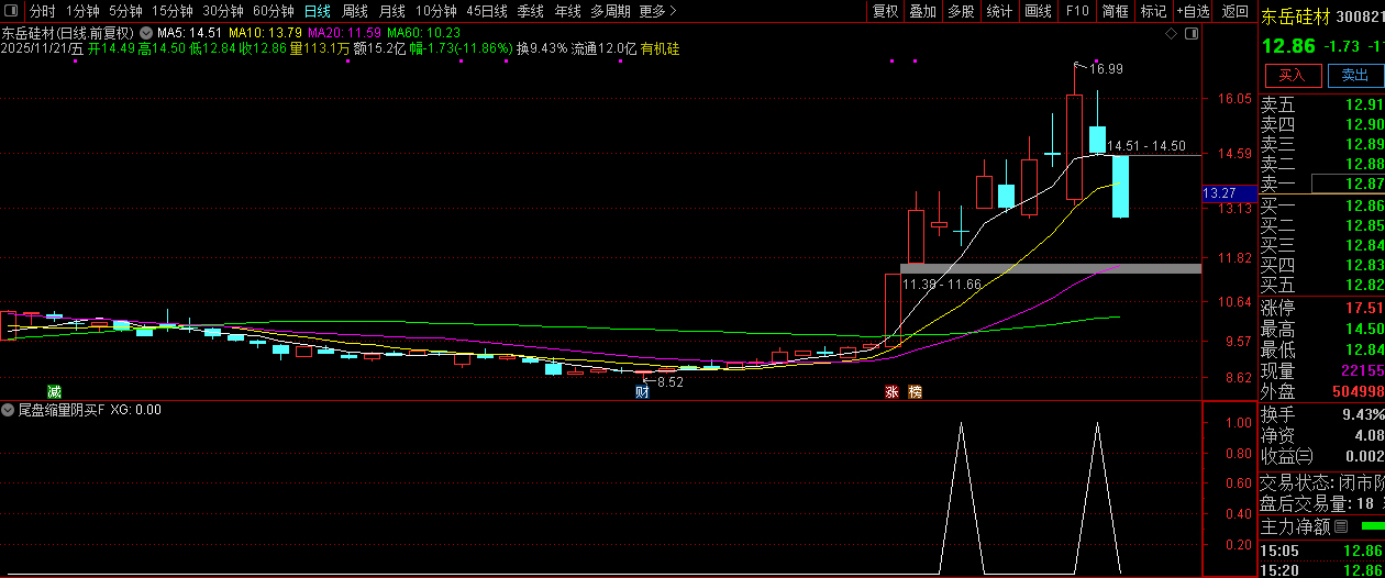 趋势上升中的【尾盘缩量阴买】副图+选股,趋势回调擒牛买入策略_展示图_09