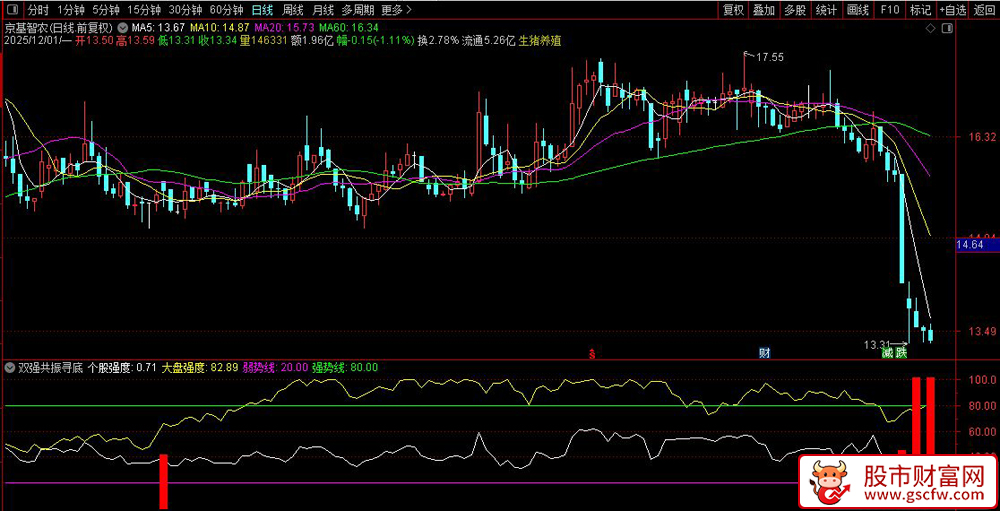 通达信〖双强共振寻底〗副图指标,个股与大盘强度联动量化策略_展示图_03