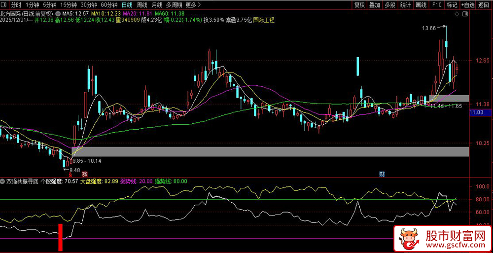 通达信〖双强共振寻底〗副图指标,个股与大盘强度联动量化策略_展示图_05