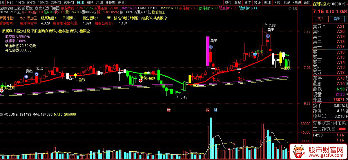 通达信鱼跃龙门主图+选股指标,股票大道至简顺势而为,识别涨停、跌停和买卖信号_展示图_03
