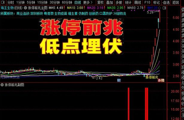 通达信〖涨停前兆〗以机构资金异动为基础的信号特征,有未来函数,副图源码_展示图_02