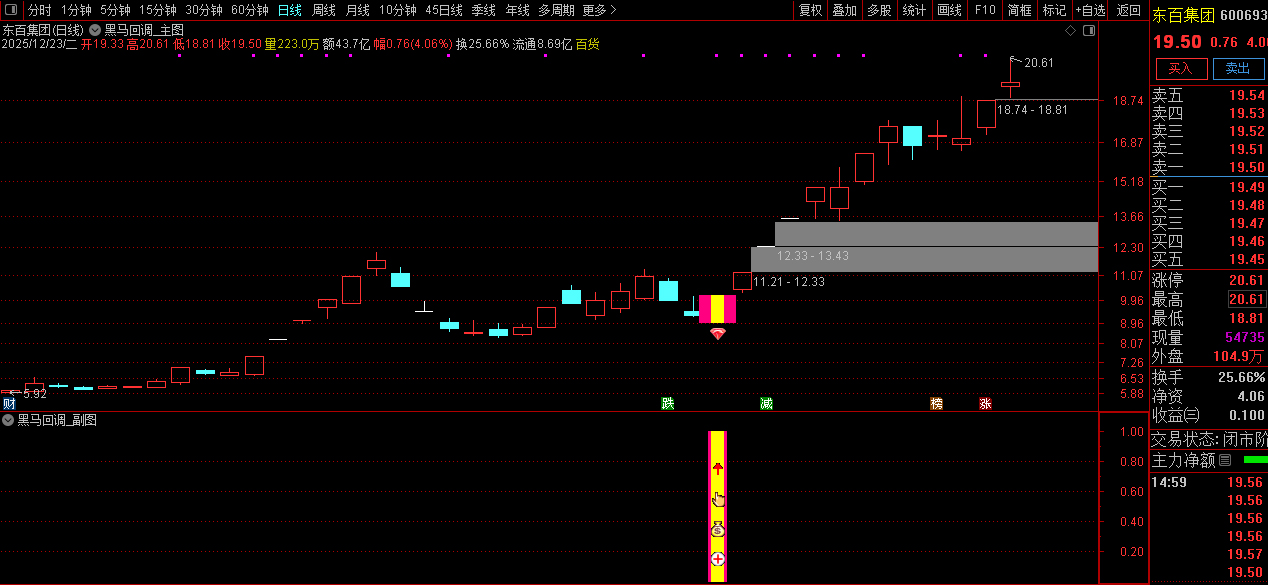 通达信〖黑马回调〗早盘竞价强势股低吸信号捕捉_展示图_02
