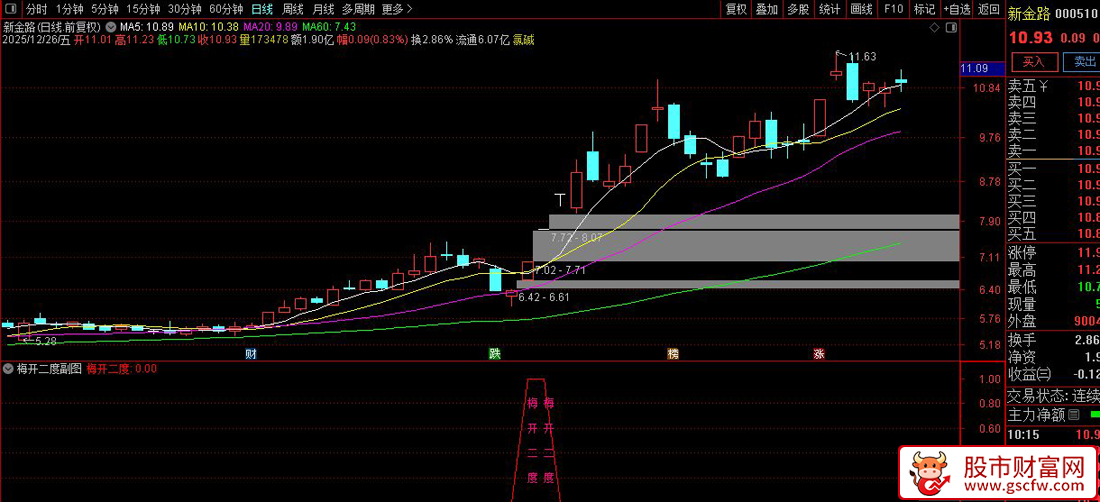 通达信〖梅开二度〗识别股价在强势表现后的二次启动机会_展示图_06