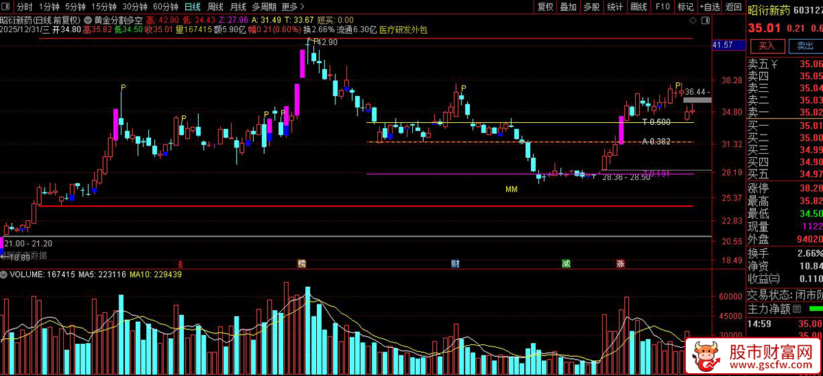 通达信〖黄金分割多空先锋〗精准锚定涨跌停+短线买卖点！主图指标源码_展示图_04