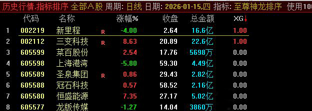 通达信【至尊神龙排序】集合竞价排序/选股指标_展示图_01