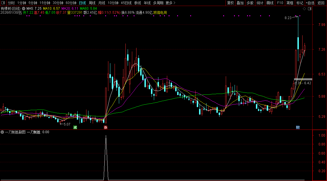 通达信〖一刀制胜〗副图+选股_展示图_01